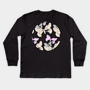 Butterflies on black Kids Long Sleeve T-Shirt